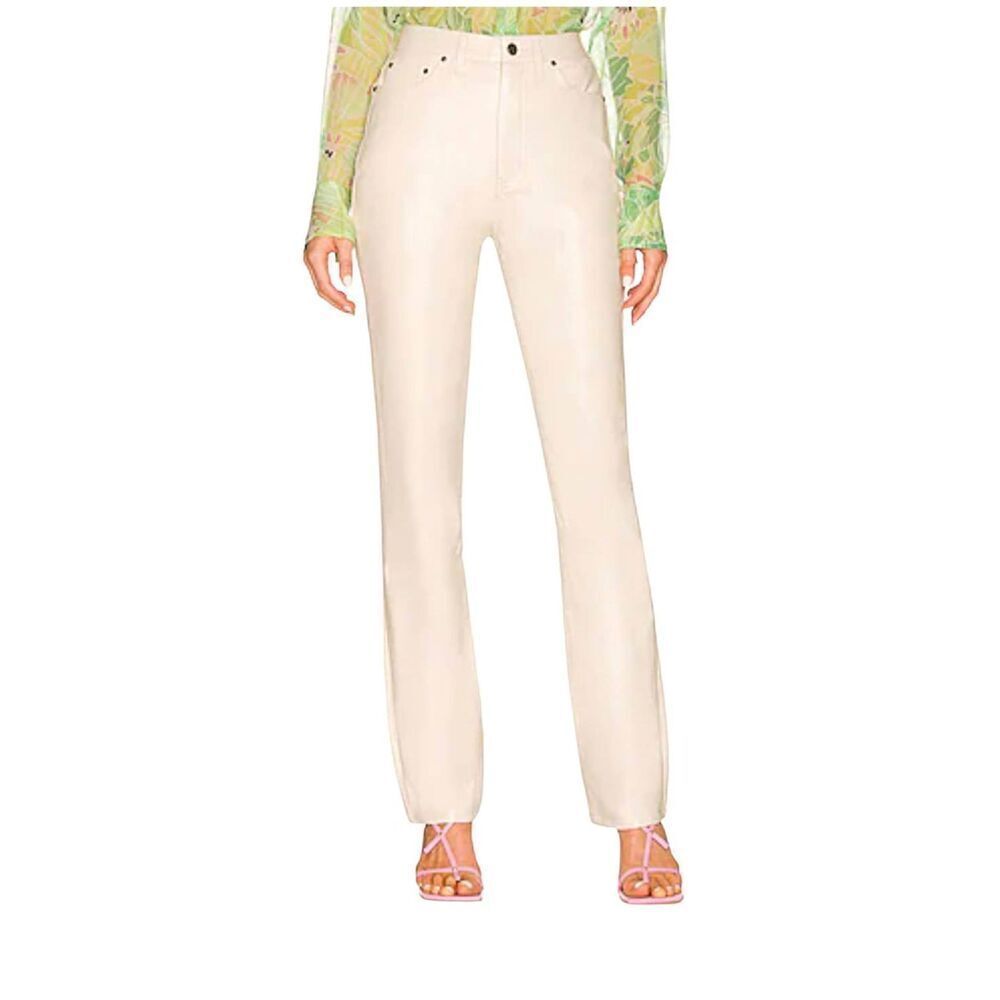 AFRM Heston off white faux leather straight leg pants 27
